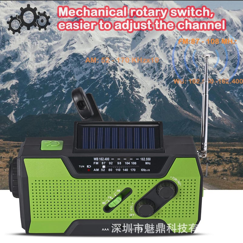 Popular Outdoor Emergency Portable Radio Multi-Function Solar Hand-Cranked Power Generation Radio - Image 5
